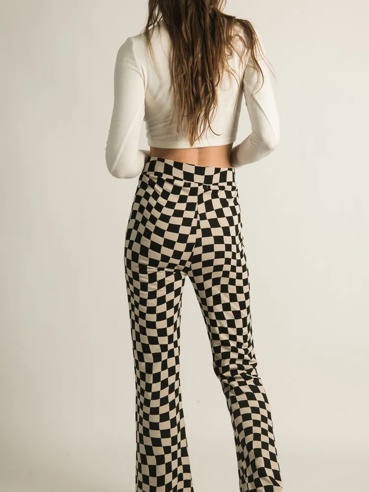 HARLOW HIGH RISE FLARE CHECK PANTS - CLEARANCE