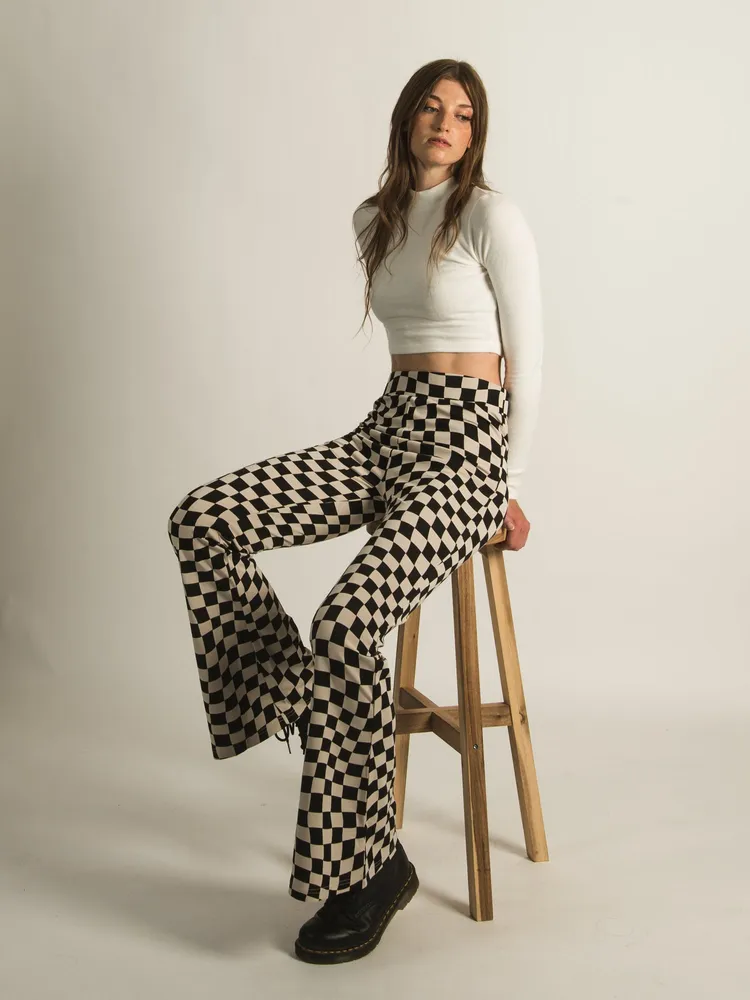 HARLOW HIGH RISE FLARE CHECK PANTS - CLEARANCE