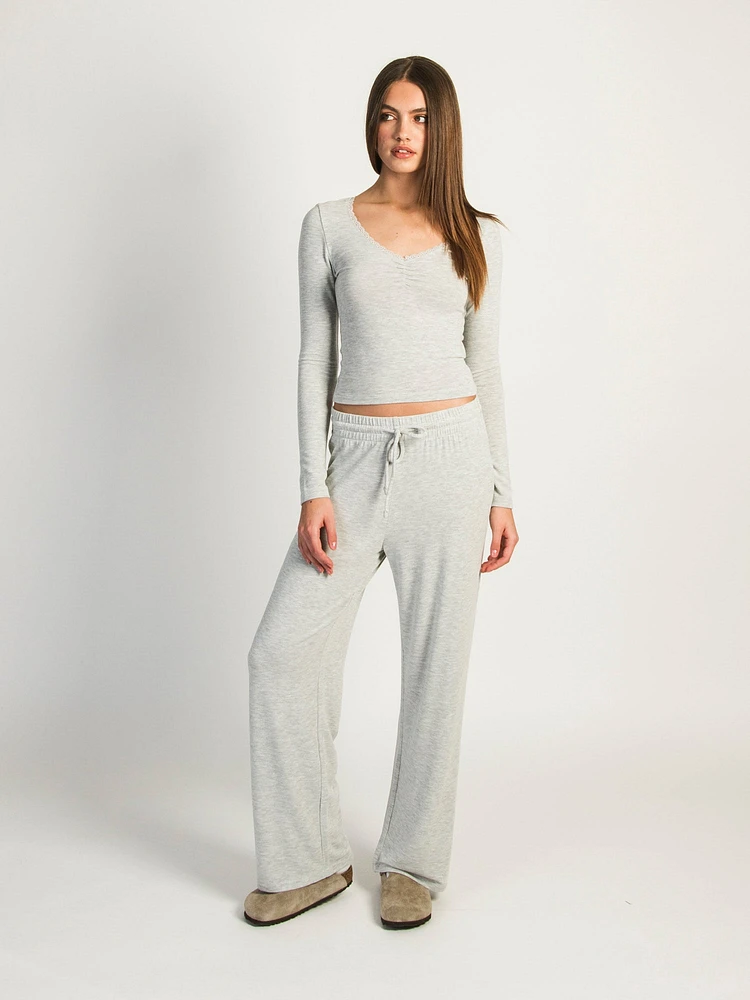 HARLOW MOLLY LOUNGE MELANGE PANT - HEATHER GREY