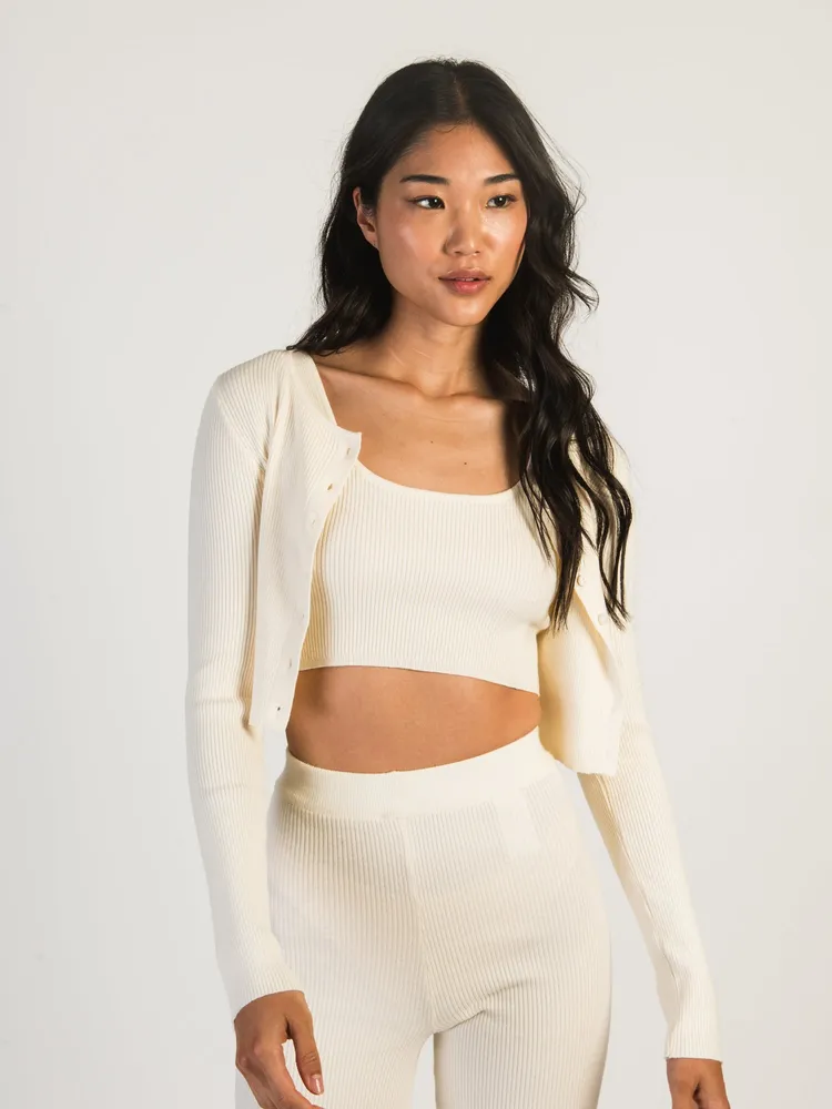 HARLOW HOLLY RIBBED CARDIGAN - CREAM