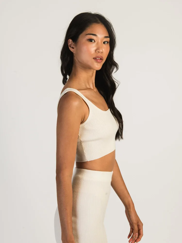 HARLOW HOLLY RIBBED TANK TOP - CREAM