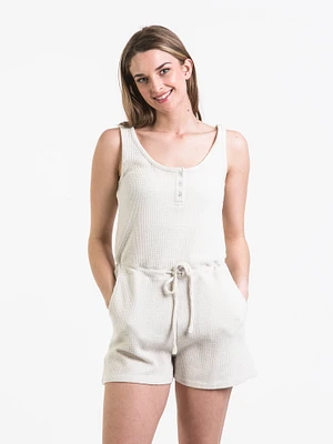 HARLOW HENLEY WAFFLE ROMPER - CLEARANCE