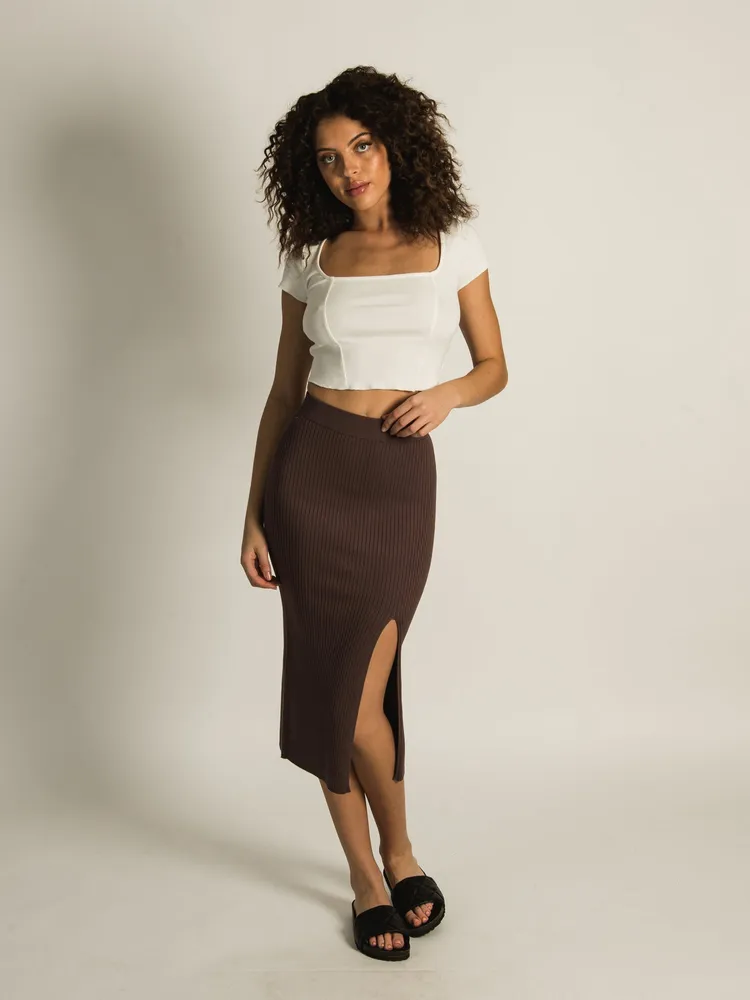 HARLOW AUDREY RIBBED SLIT SKIRT - CLEARANCE