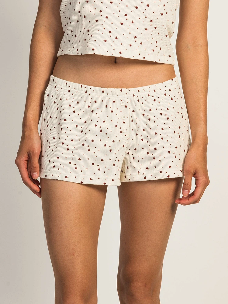 HARLOW ALLIE DITSY WAFFLE SHORT - OFF WHITE