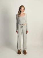 HARLOW MOLLY MELANGE LOUNGE PANT - HEATHER GREY