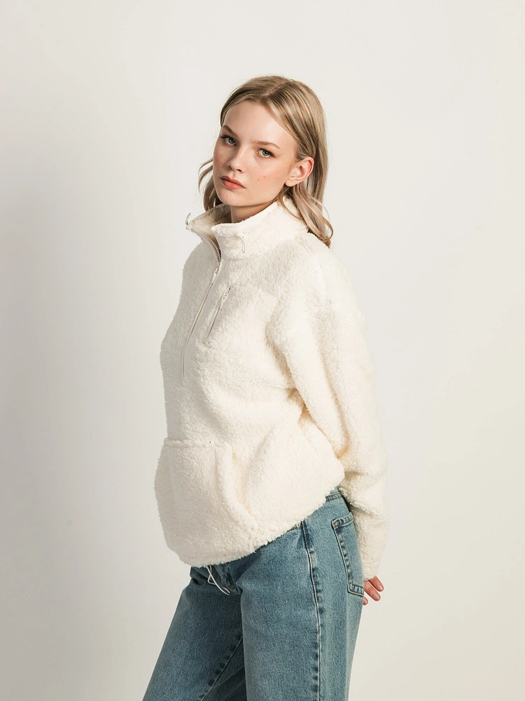 HARLOW TEDDY SHERPA QUARTER ZIP - OATMEAL