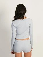 HARLOW PIA POINTELLE LONG SLEEVE HENLEY