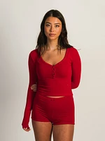 HARLOW HOLLY HENLEY LONG SLEEVE - RED