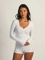 HARLOW HOLLY HENLEY DITSY LONG SLEEVE