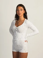 HARLOW HOLLY HENLEY DITSY LONG SLEEVE