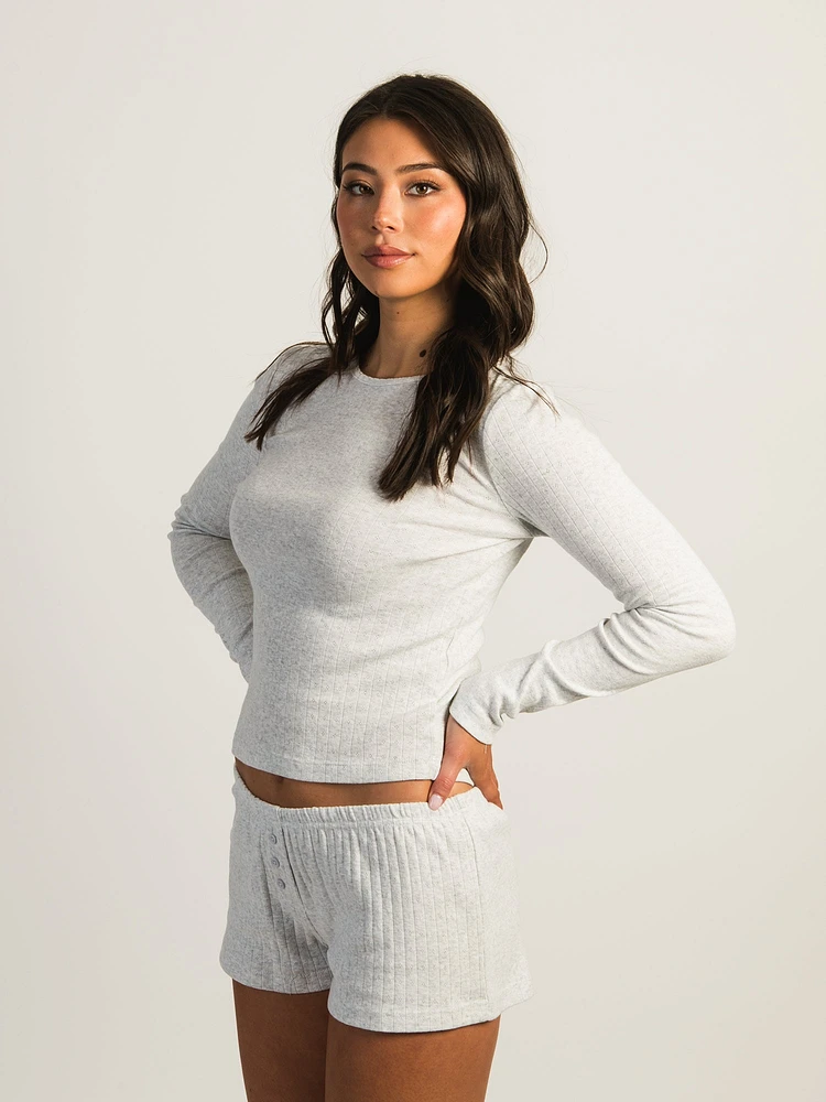 HARLOW PAYTON POINTELLE LONG SLEEVE MELANGE - CLOUD