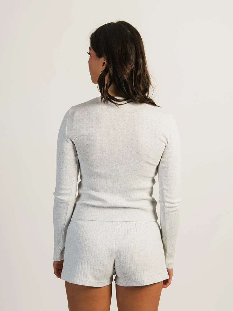 HARLOW PAYTON POINTELLE LONG SLEEVE MELANGE - CLOUD