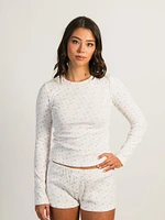 HARLOW PAYTON POINTELLE LONG SLEEVE PRINT - WHITE/PINK