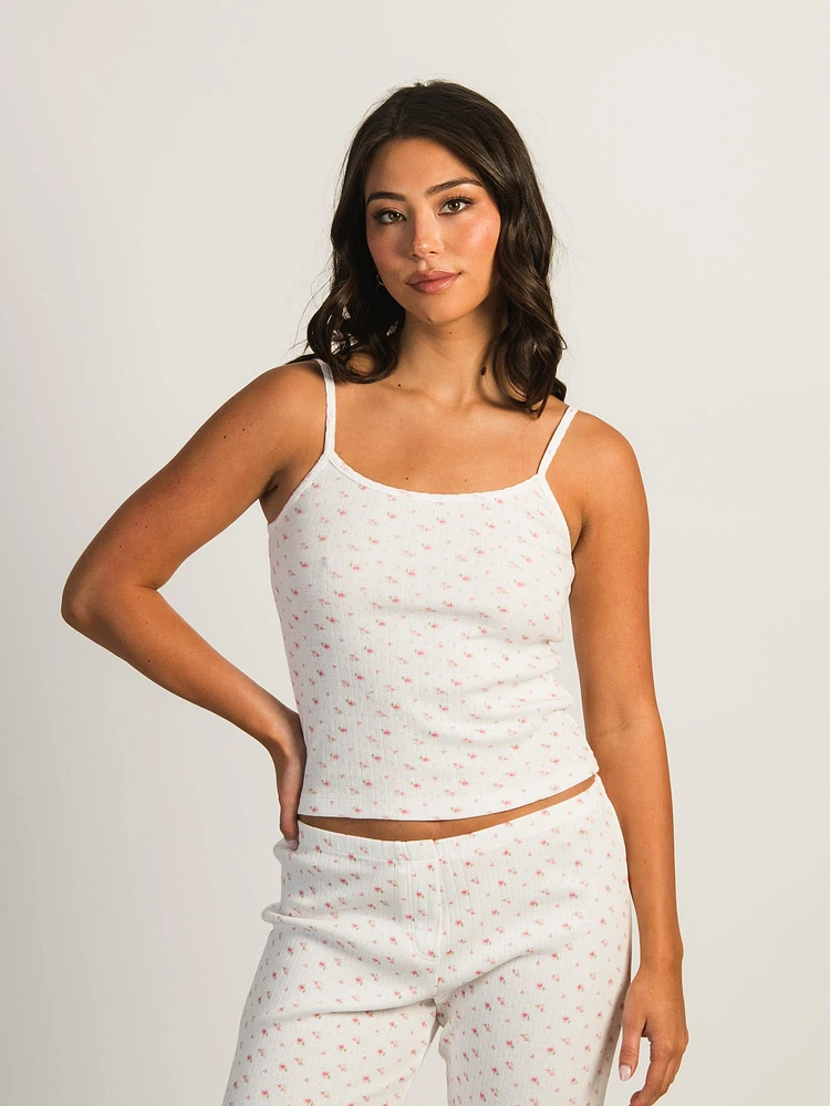 HARLOW PAYTON POINTELLE PRINT TANK - WHITE/PINK