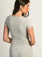 HARLOW MOLLY MELANGE TEE - HEATHER GREY