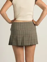 HARLOW PLAID PLEATED SKIRT - GREY