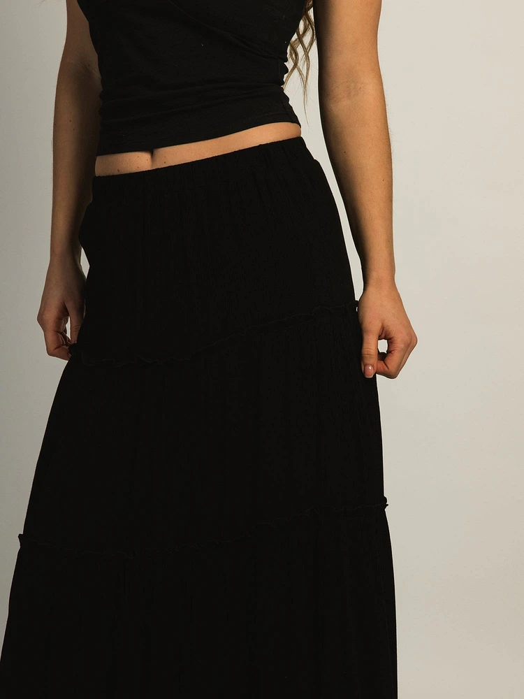 HARLOW TIERED SKIRT - BLACK/NOIR