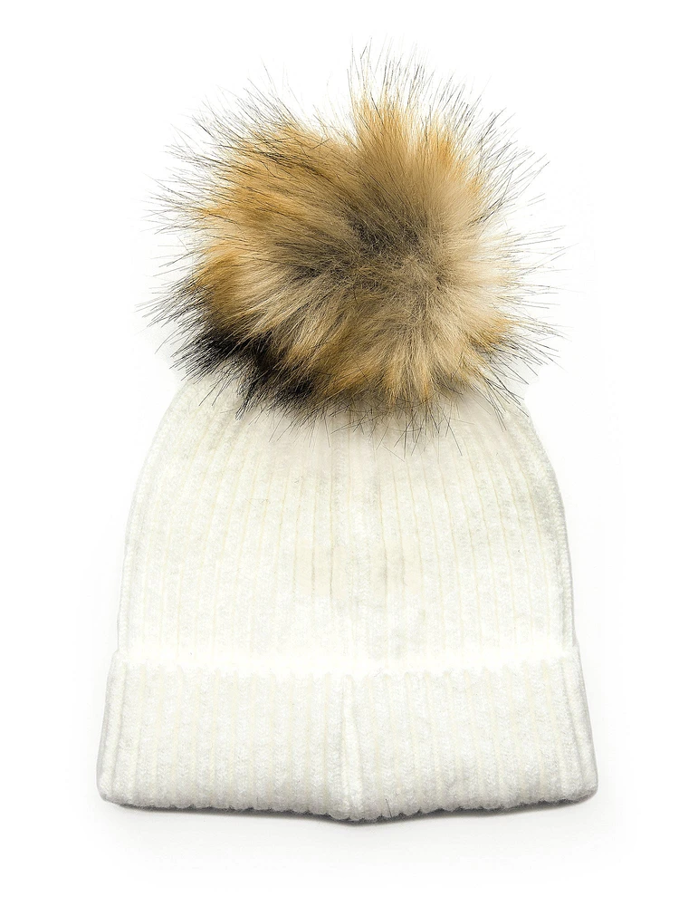 HARLOW RIBBED FAUX FUR POM