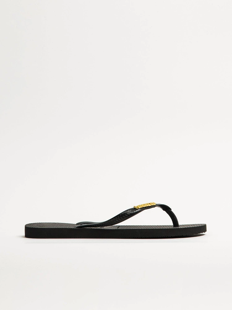 WOMENS HAVAIANAS SLIM LOGO METALLIC -BLACK
