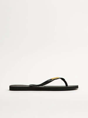 WOMENS HAVAIANAS SLIM LOGO METALLIC -BLACK
