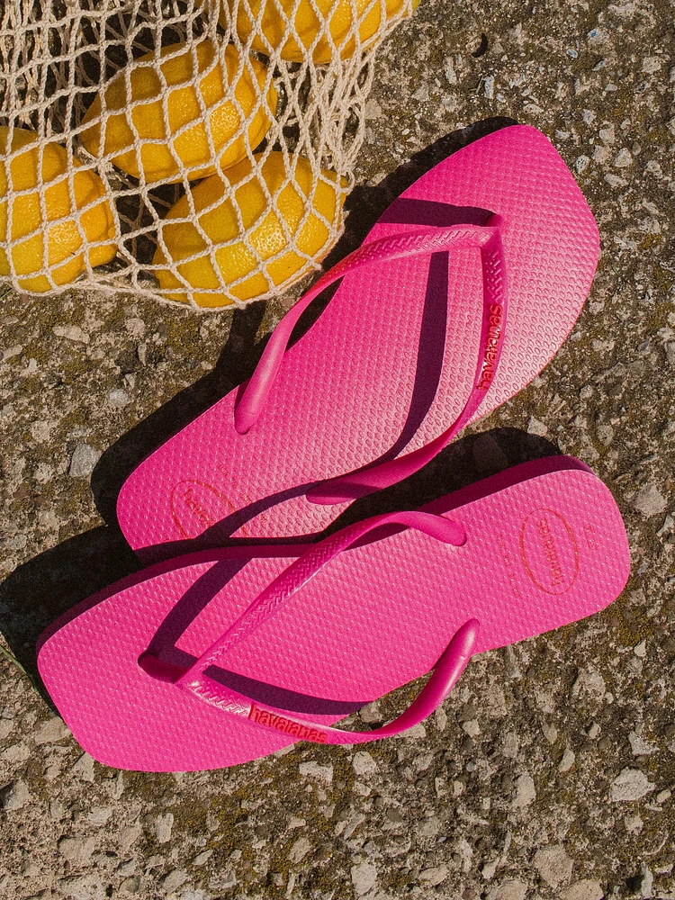 WOMENS HAVAIANAS SLIM SQUARE LOGO POP UP - ROSE