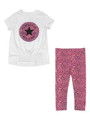 LITTLE GIRLS CONVERSE ALL OVER PRINT LEGGINGS & T-SHIRT SET - CLEARANC