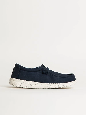 KIDS HEY DUDE WALLY YOUTH STRETCH CANVAS - NAVY