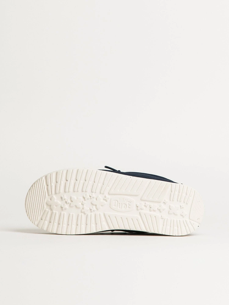 KIDS HEY DUDE WALLY YOUTH STRETCH CANVAS - NAVY
