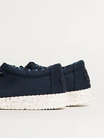 KIDS HEY DUDE WALLY YOUTH STRETCH CANVAS - NAVY