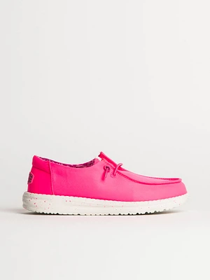 KIDS HEYDUDE WENDY YOUTH STRTECH CANVAS - PINK