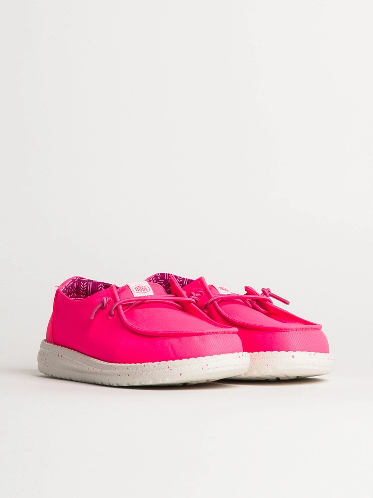 KIDS HEYDUDE WENDY YOUTH STRTECH CANVAS - PINK