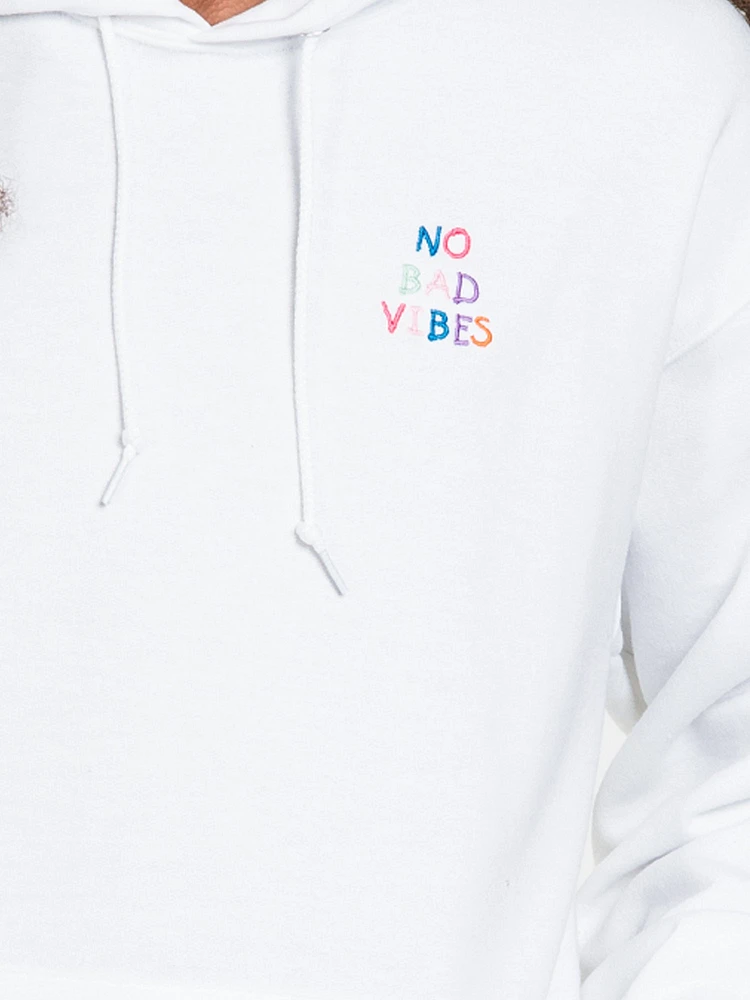 NO BAD VIBES EMBROIDERED HOODIE - CLEARANCE