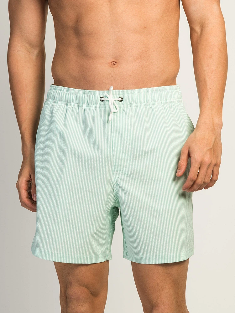 ISLAND HAZE SEERSUCKER VOLLEY SHORT - AQUA