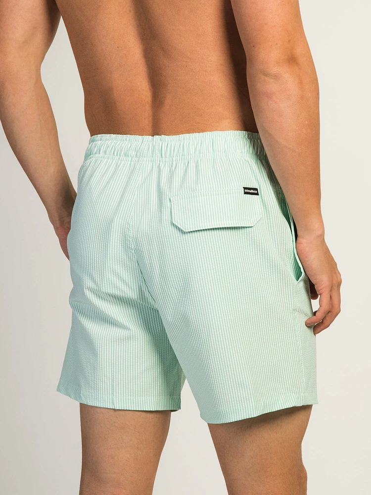 ISLAND HAZE SEERSUCKER VOLLEY SHORT - AQUA