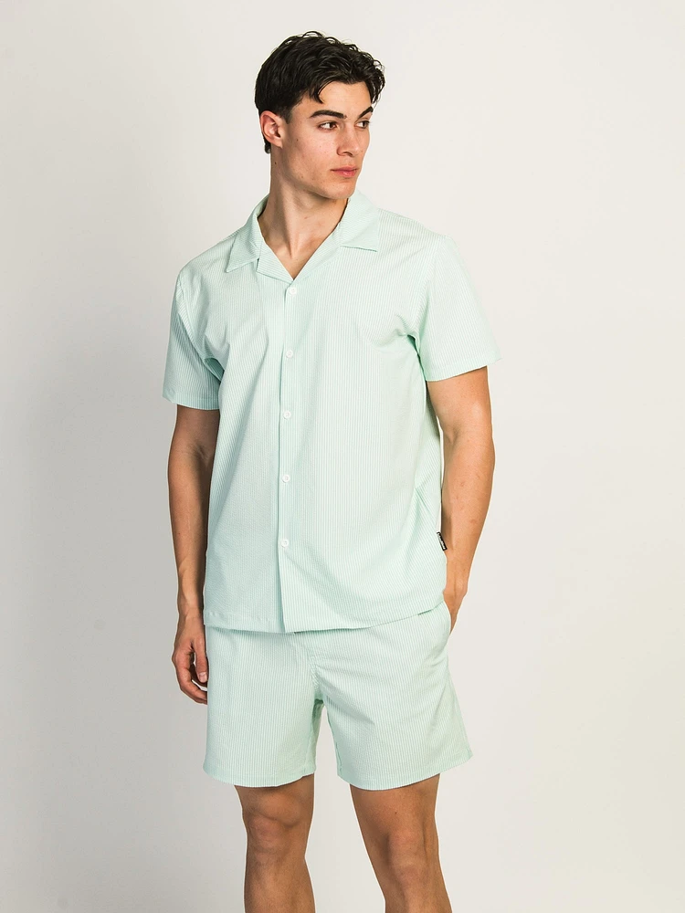 ISLAND HAZE SEERSUCKER VOLLEY SHORT - AQUA