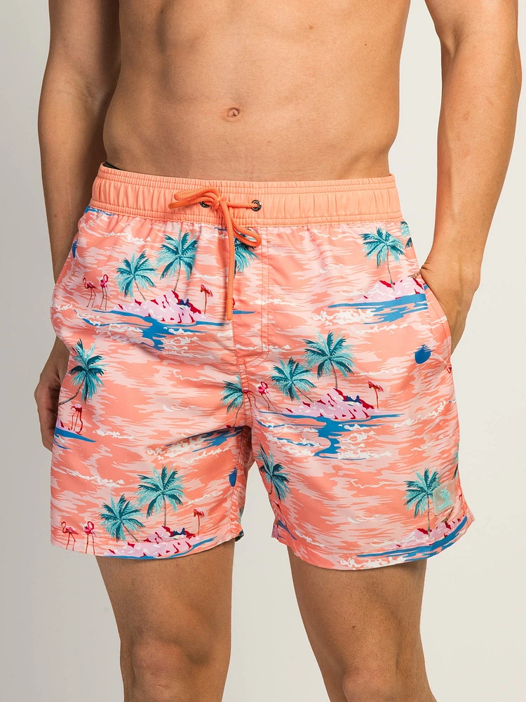 ISLAND HAZE PALM 5IN VOLLEY SHORT - PEACH