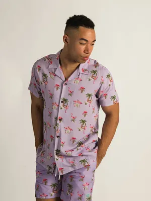 ISLAND HAZE FLAMINGO SHORT SLEEVE WOVEN - CLEARANCE