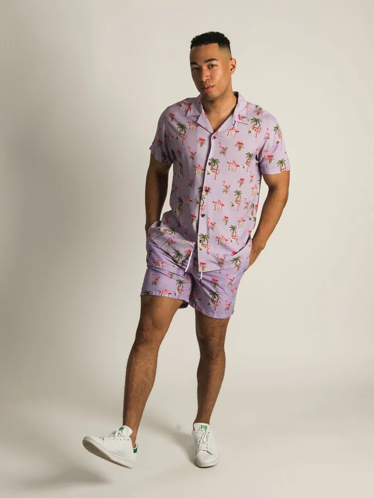 ISLAND HAZE FLAMINGO SHORT SLEEVE WOVEN - CLEARANCE