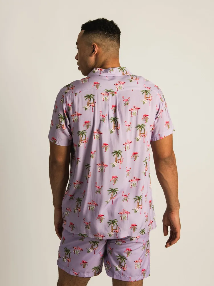 ISLAND HAZE FLAMINGO SHORT SLEEVE WOVEN - CLEARANCE