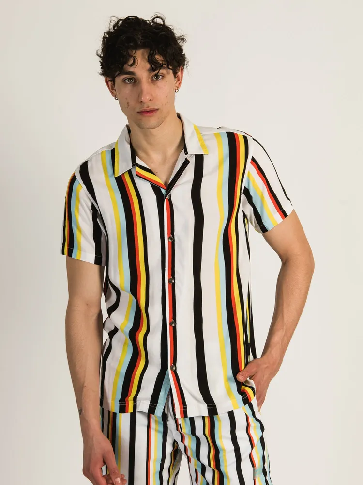 ISLAND HAZE VERTICAL STRIPE/RAYURE SHORT SLEEVE WOVEN