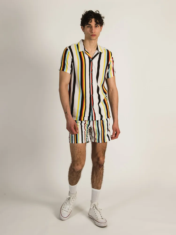 ISLAND HAZE VERTICAL STRIPE/RAYURE SHORT SLEEVE WOVEN