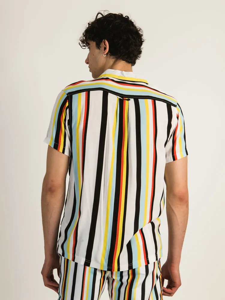 ISLAND HAZE VERTICAL STRIPE/RAYURE SHORT SLEEVE WOVEN