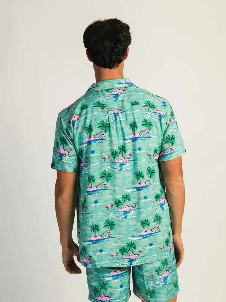 ISLAND HAZE PALMS SHORT SLEEVE WOVEN