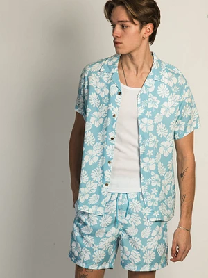 ISLAND HAZE HIBISCUS SHORT SLEEVE WOVEN