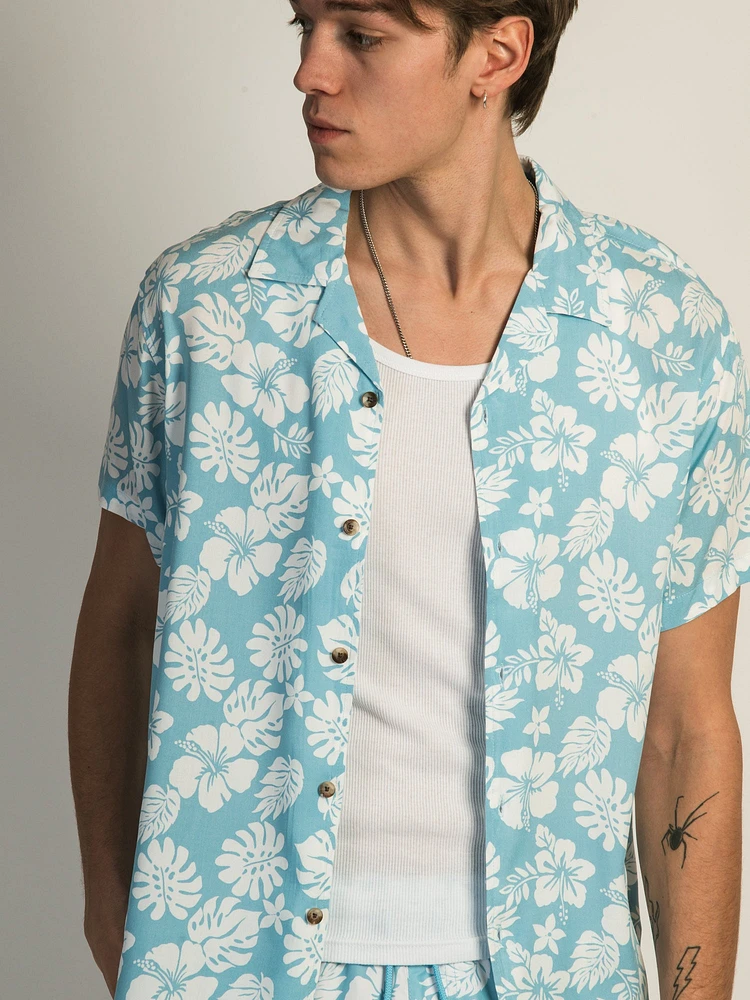 ISLAND HAZE HIBISCUS SHORT SLEEVE WOVEN