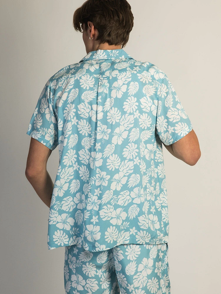 ISLAND HAZE HIBISCUS SHORT SLEEVE WOVEN