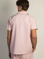 ISLAND HAZE SEERSUCKER SHORT SLEEVE WOVEN - LIGHT ROSE