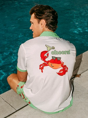 ISLAND HAZE CHEERS CRAB SHORT SLEEVE WOVEN CAMP SHIRT