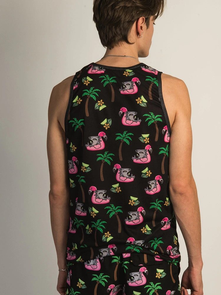 ISLAND HAZE HAMMERED FLAMINGO AOP TANK