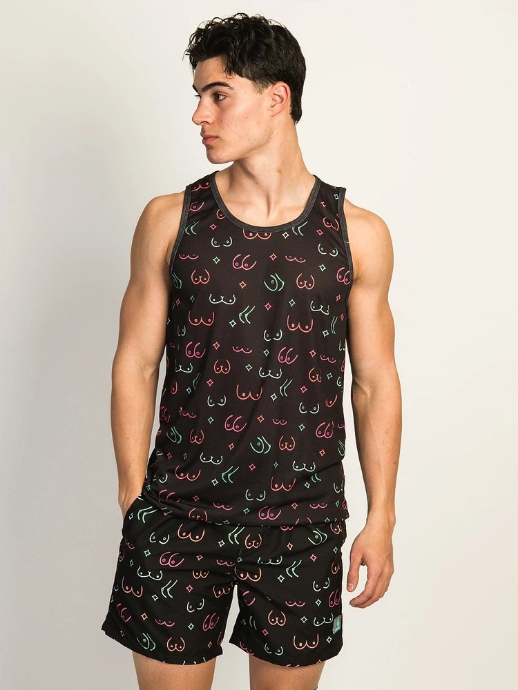 ISLAND HAZE BOOBIES AOP TANK - BLACK